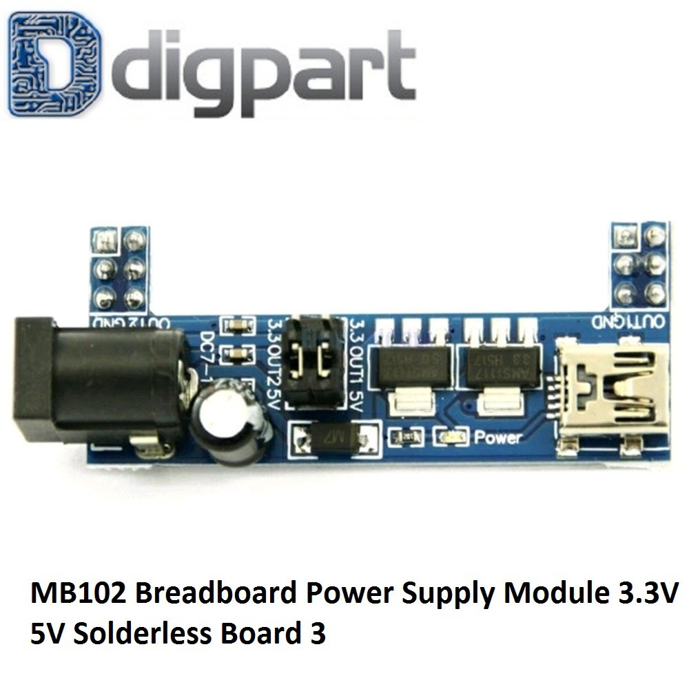 AZDelivery 3 x MB102 Breadboard Netzteil Adapter Power Supply Modul 3.3V/5V kompatibel mit Arduino inklusive E-Book
