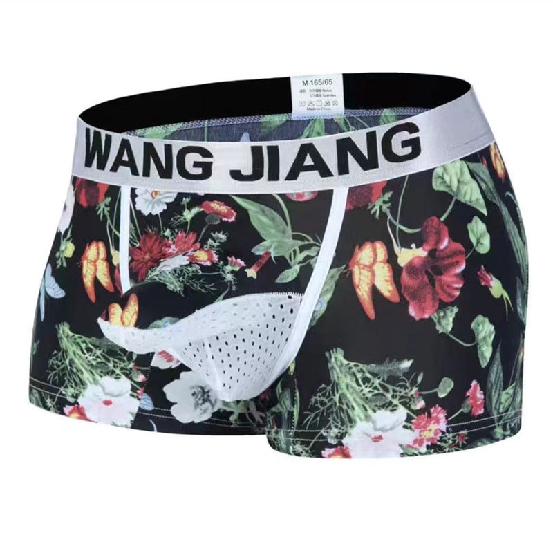 Wangjiang Underwear Men Boxer Shorts Ice Silk Scrotum Mesh Breathable Boxershorts Big Penis Bag Sepa