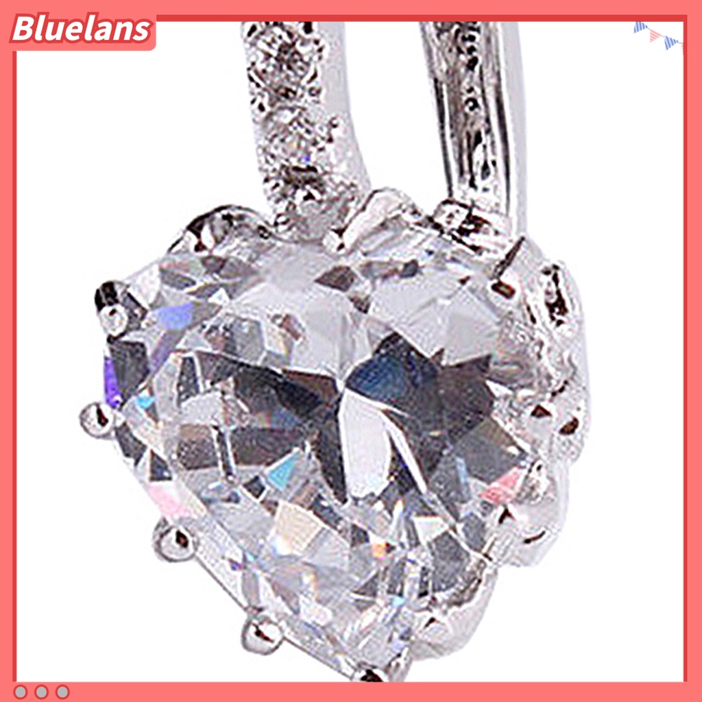 Anting Hoop 18K White Gold Plated Aksen Berlian Imitasi Bentuk Hati Untuk Wanita