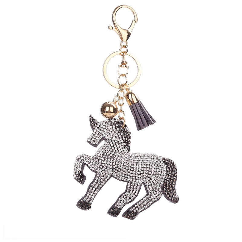 SIY  Fashion Cute Key Ring Unicorn Chain Gift Bag Pendant Decoration Alloy Rhinestone