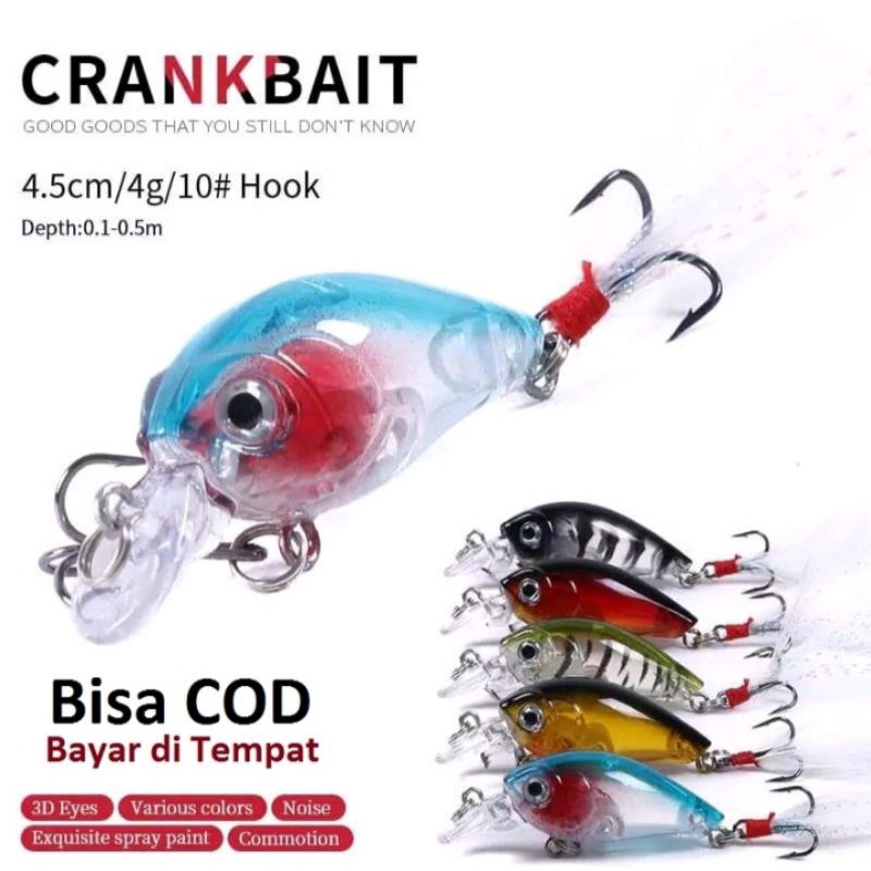 1 set ( isi 5 ) umpan casting minow crainkbait mini berbulu, minow 3D lure 4.5cm/4g