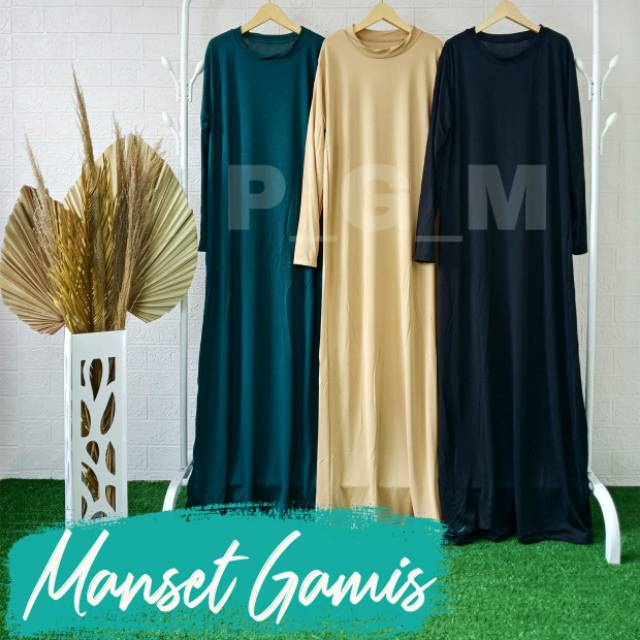 GAMIS LEBARAN MANSET ADEM LENGAN PANJANG MANGSET ADEM COCOK UNTUK BB 45-65 Kg MANGSET POLOS WANITA INNER DRESS ( BAYAR DI TEMPAT ) &amp; SAMEDAY//PGM