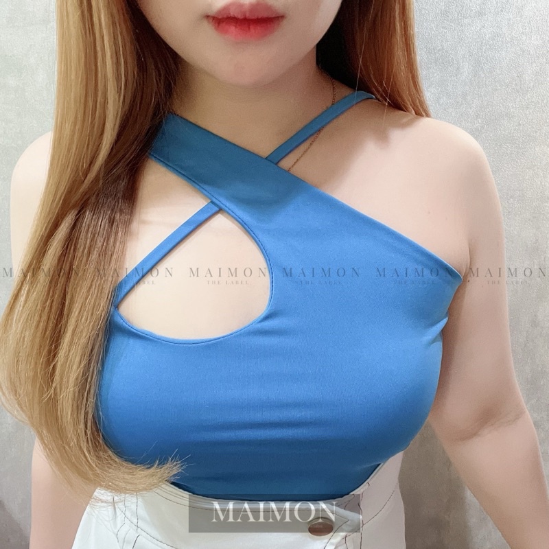 Tank Top X Crop Top | Tanktop Kamisol Crossover Halter Silang Atasan Wanita Sexy Korea Fashion Style | Maimon Grosir