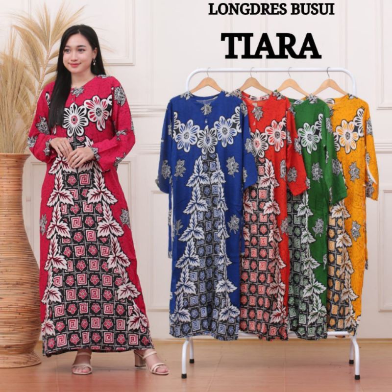 daster lengan panjang gamis batik kancing depan busui