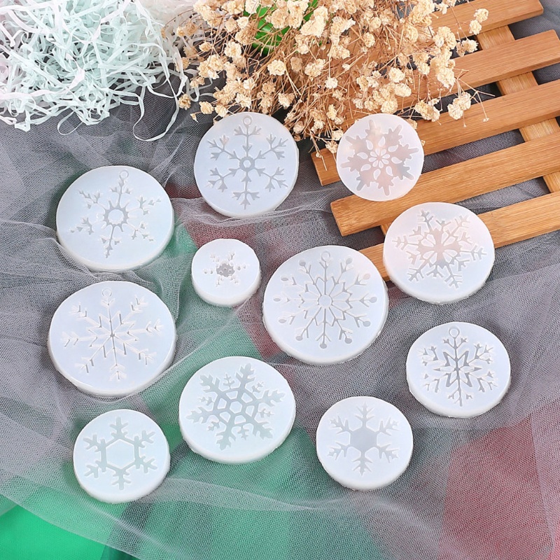 SIY  11Pcs Snowflake Resin Molds Snowflake Pendant Silicone Casting Molds Epoxy Resin Christmas Props Decorations DIY Crafts