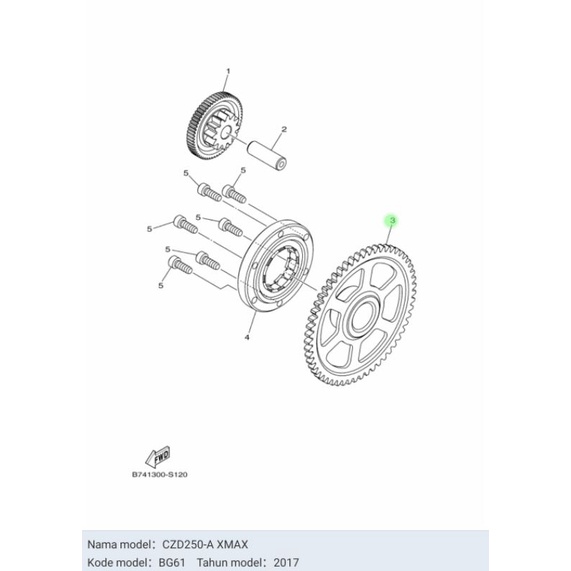 GIR GEAR GIGI WHEEL STARTER STATER XMAX X MAX ASLI ORI YAMAHA B74 E5524 00