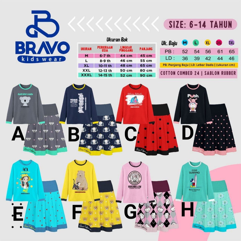 Setelan Kaos Rok Bravo Junior Setelan Kaos Rok Remaja