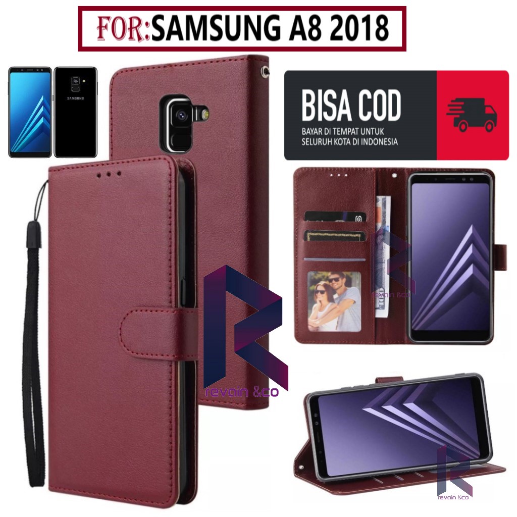 FLIP COVER SAMSUNG A8 2018 FLIP WALLET LEATHER KULIT PREMIUM SARUNG BUKA TUTUP FLIP CASE SAMSUNG A8 2018