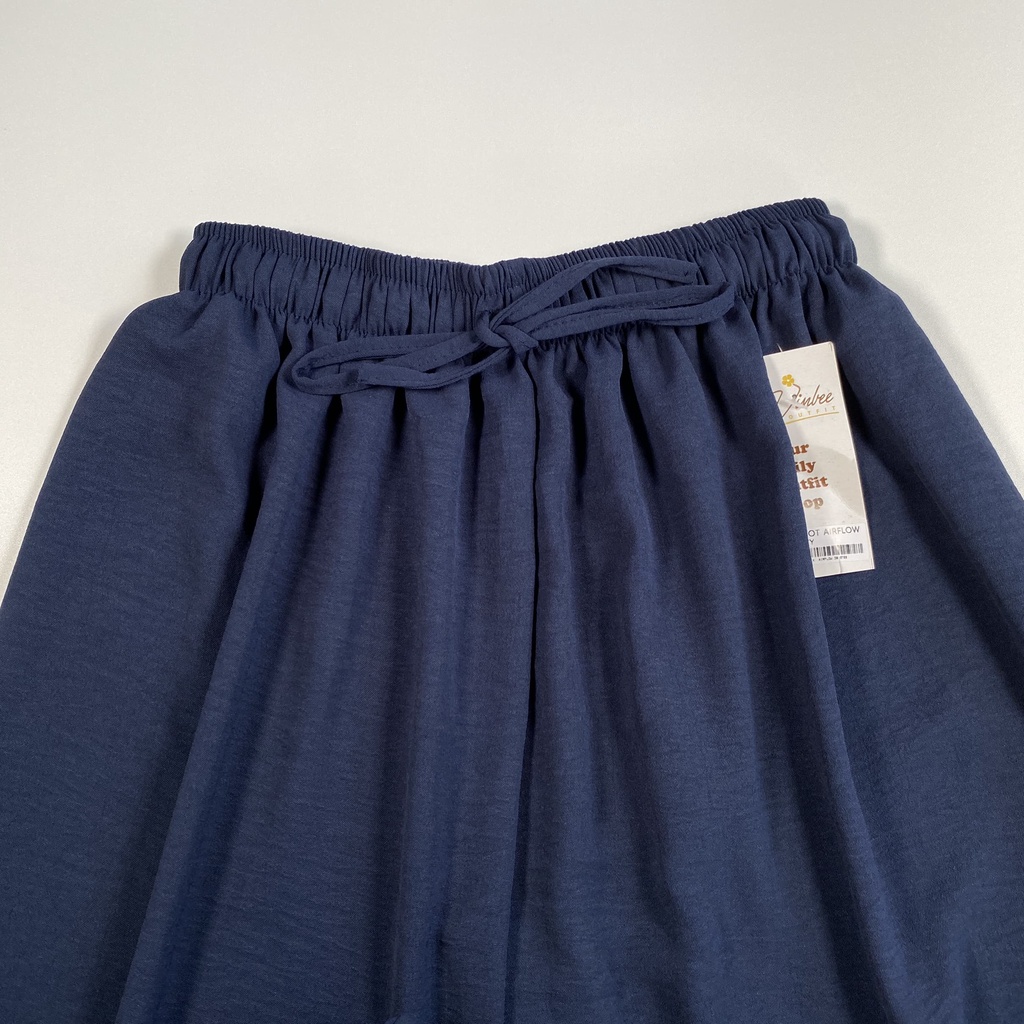 VIOLET HIGHWAIST LOOSE PANTS KULOT CRINCLE AIRFLOW-Navy