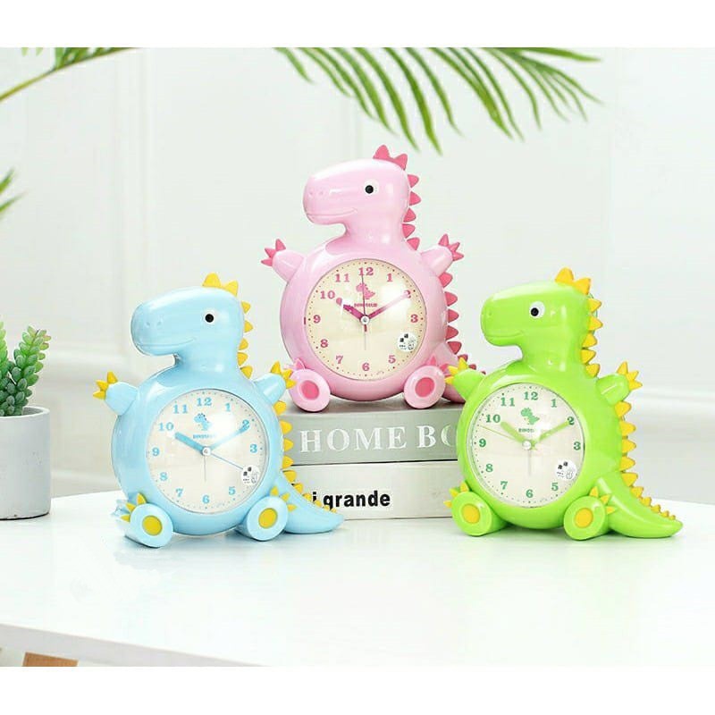 Jam Beker Weker Alarm Meja Karakter Dino Anak Perempuan dan Laki laki Lucu