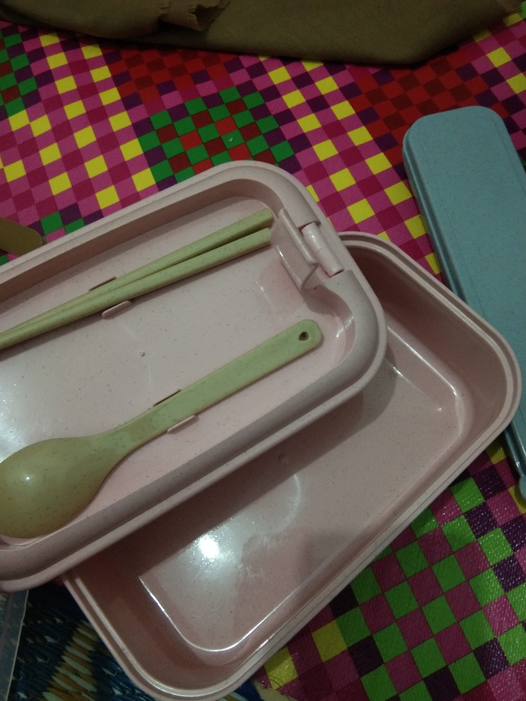 Clearance Sale 3.3 Kotak Makan Bento Jerami Gandum Alami Bahan Wheat Free Sendok Dan Sumpit Cuc-180
