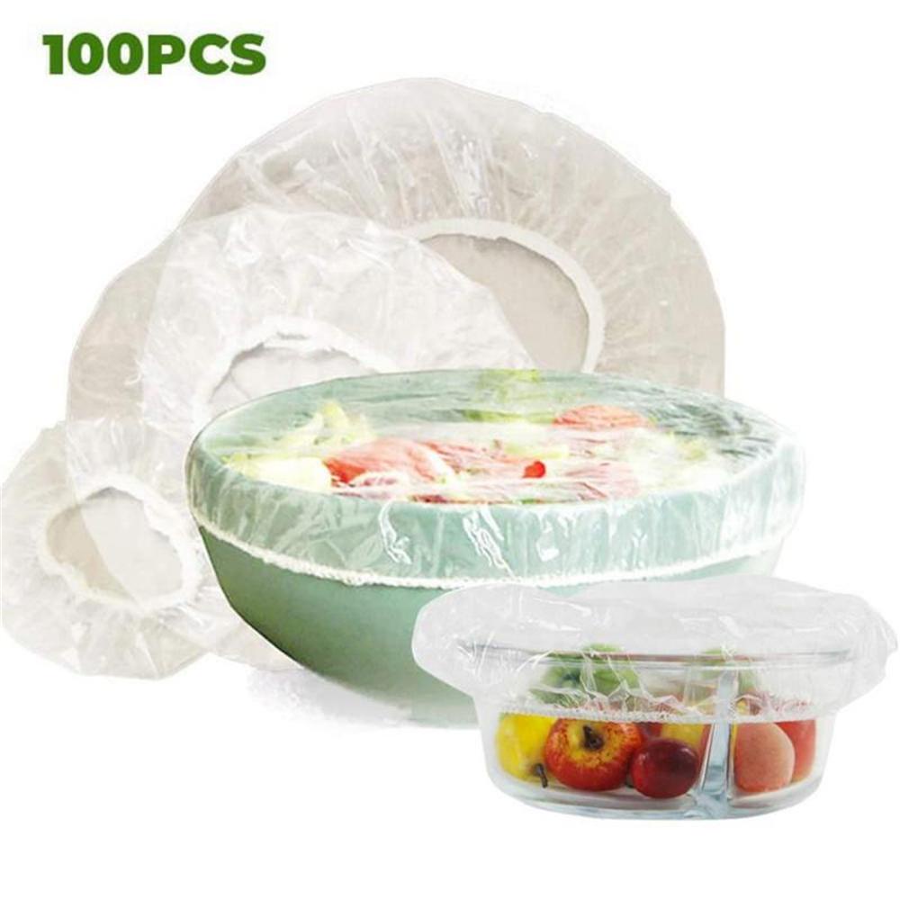 Suyo 100Pcs / Set Tutup Mangkok / Piring Bahan Silikon Reusable Elastis Untuk Dapur