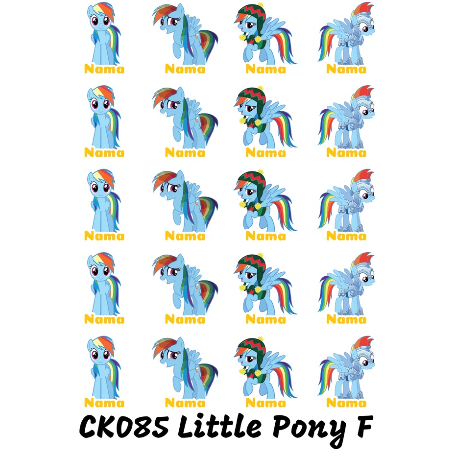 

Sticker Nama Cutting Label Waterproof Tahan Air Little Pony F (CK085)