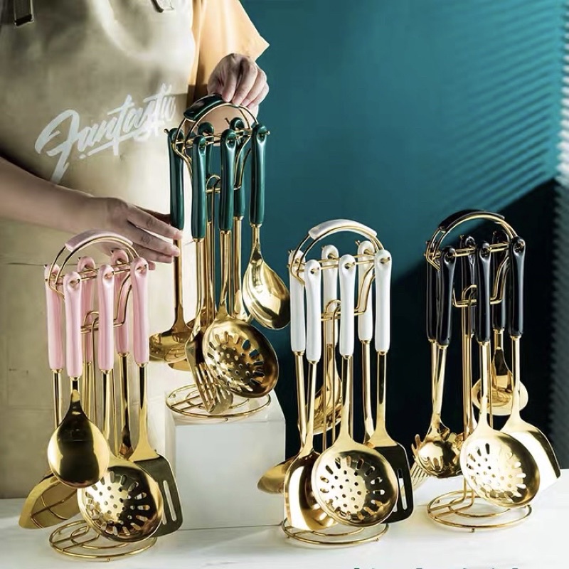 Adele Kitchen Tools Gold 7in1 set / alat masak emas mewah / spatula set-1