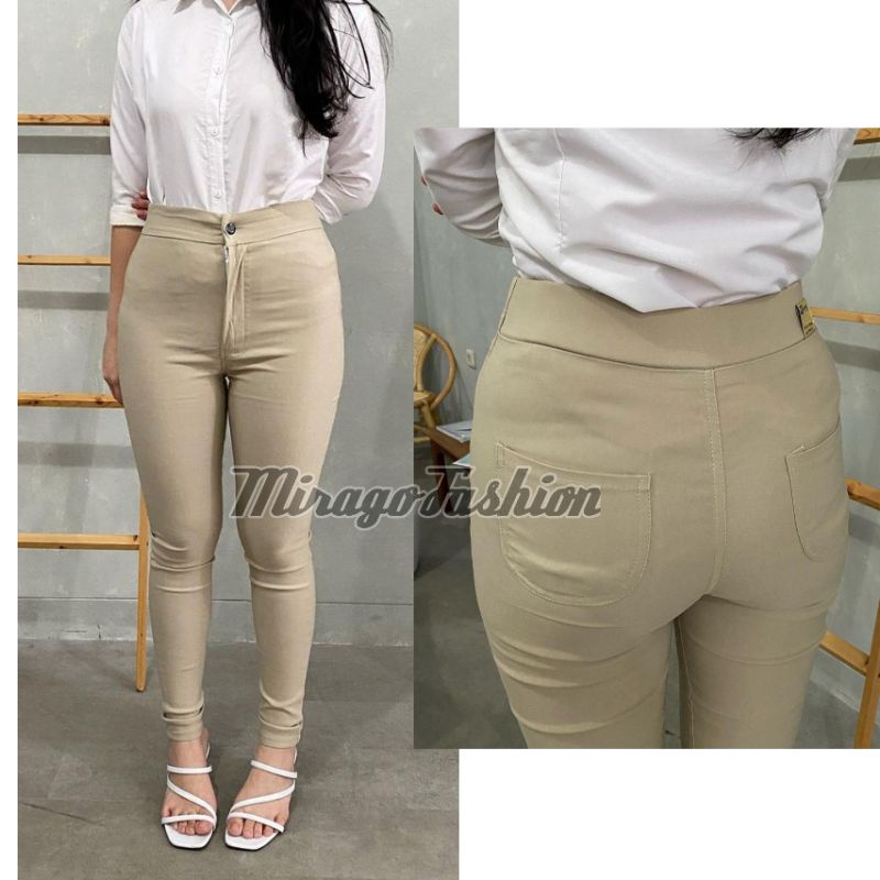 MISS HOTTY CELANA HIGHWAIST JEGGING CREAM