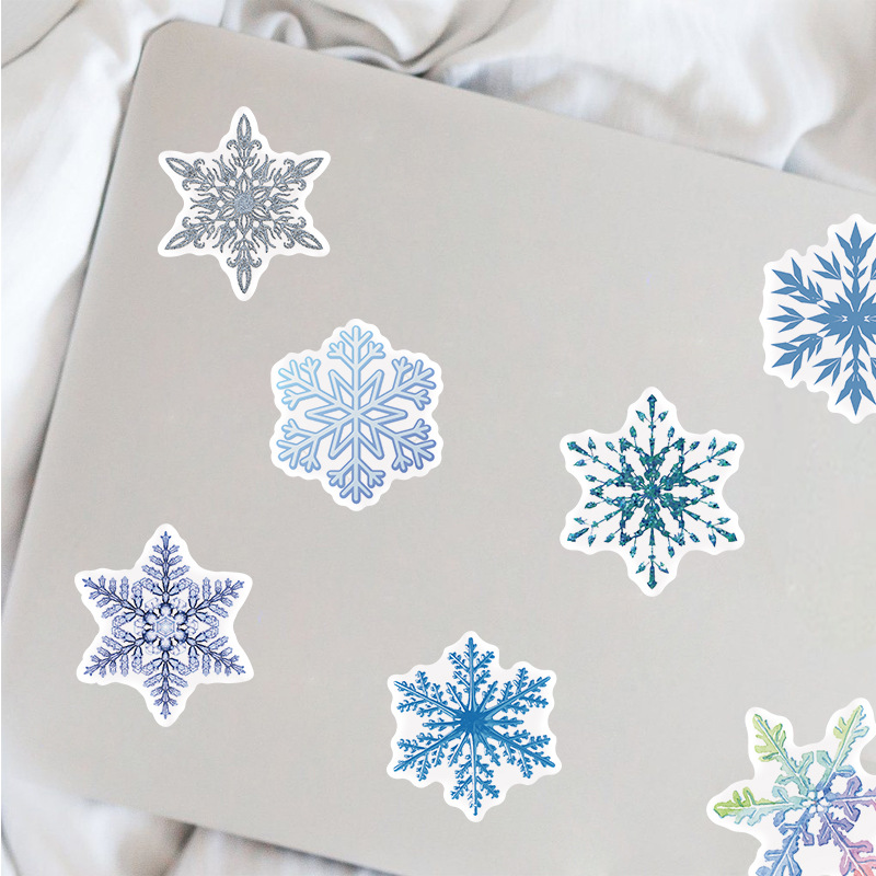 50pcs Stiker Desain Snowflake Untuk Dekorasi Natal