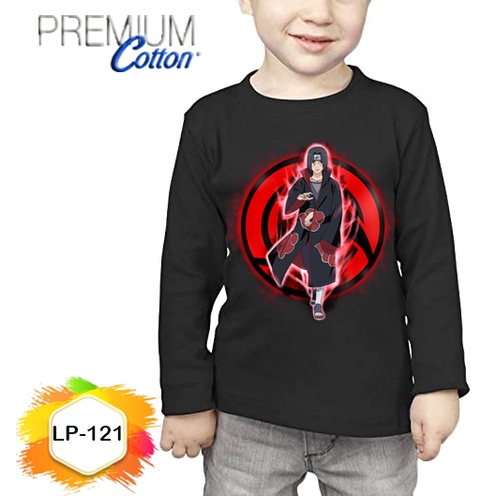 Kaos Itachi Uchiha Naruto Lengan Panjang Anak Katun 24s Premium Original #LP-121