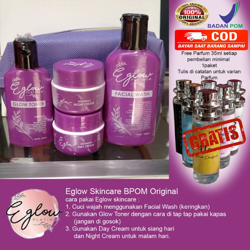 Eglow Skincare / Eglow Platinum Skincare Bpom / Eglow Whitening / Eglow Acne
