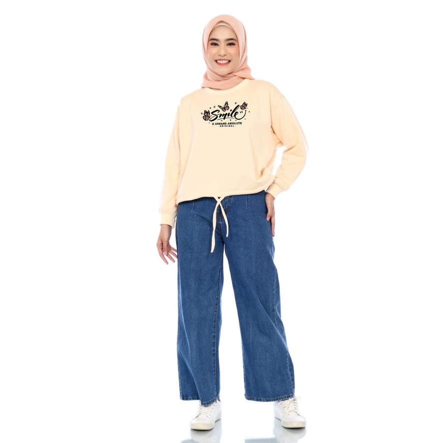 Sweater Wanita Smile Crop Fleece Gramasi 280 - A243 Cheese