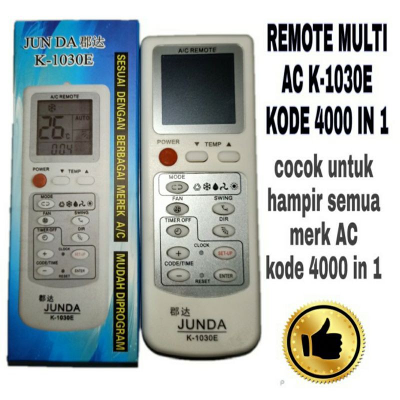 Remote Ac Multi K-1030E / Remot Multi Ac 4000 Kode Semua Merk