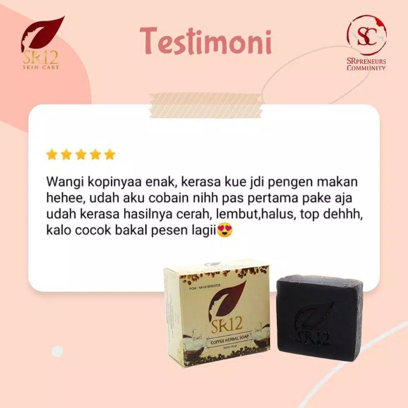 Coffe Herbal Soap SR12 Skincare - Penghilang Flek Hitam - Sabun Batangan - Sabun Glowing