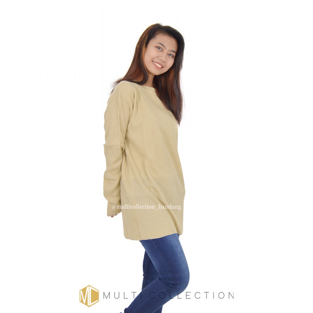 BOXY PREMIUM JUMBO MCRD / Baju Sweater / Rajut Jumbo / Sweater Over Size / Sweater Rajut Wanita-Cream
