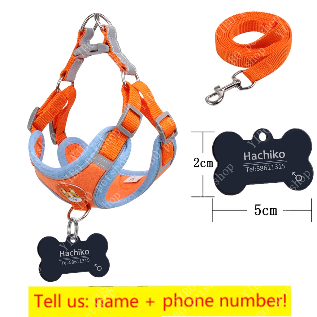 Set Rompi Harness Dan Tali Tuntun Bahan Stainless Steel Untuk Anjing / Kucing