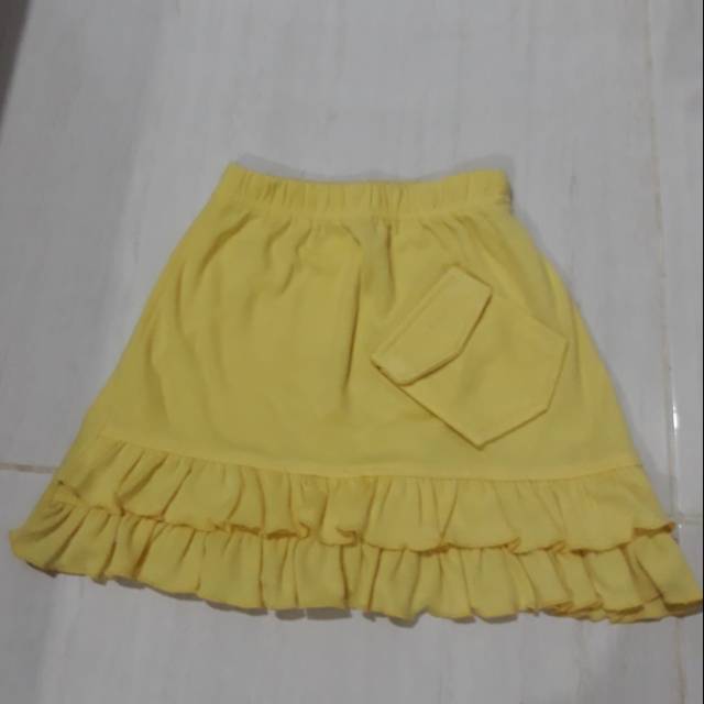 Rok kuning pinggang karet anak preloved