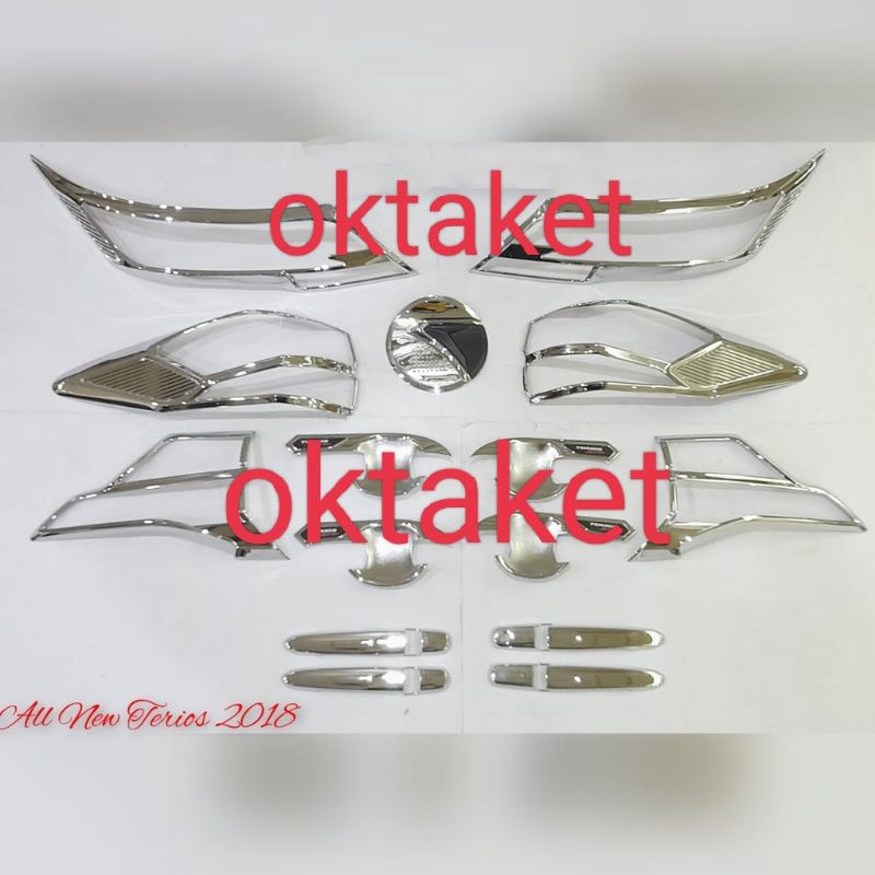 paket lengkap All new Rush Terios 2018 2019 2020 chrome garnish depan belakang outer handle tank cover Trd Sportivo