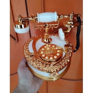 Telepon music box kotak perhiasan vintage antik unik bagus dan langka