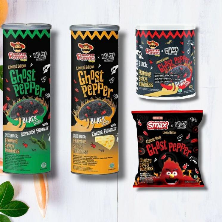 

Terbatas Mister Potato Ghost Pepper black crisps limited edition / keripik kentang ▼☈ 84''