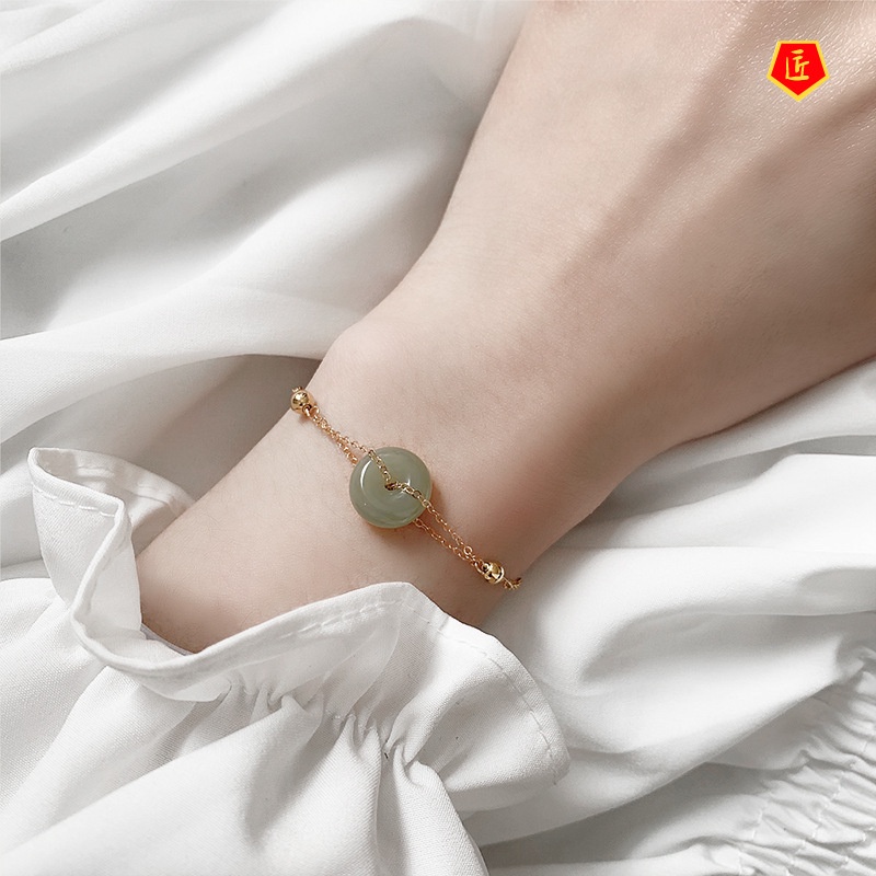 [Ready Stock]Women's New Silver Jade Bracelet Simple Ins Niche Design