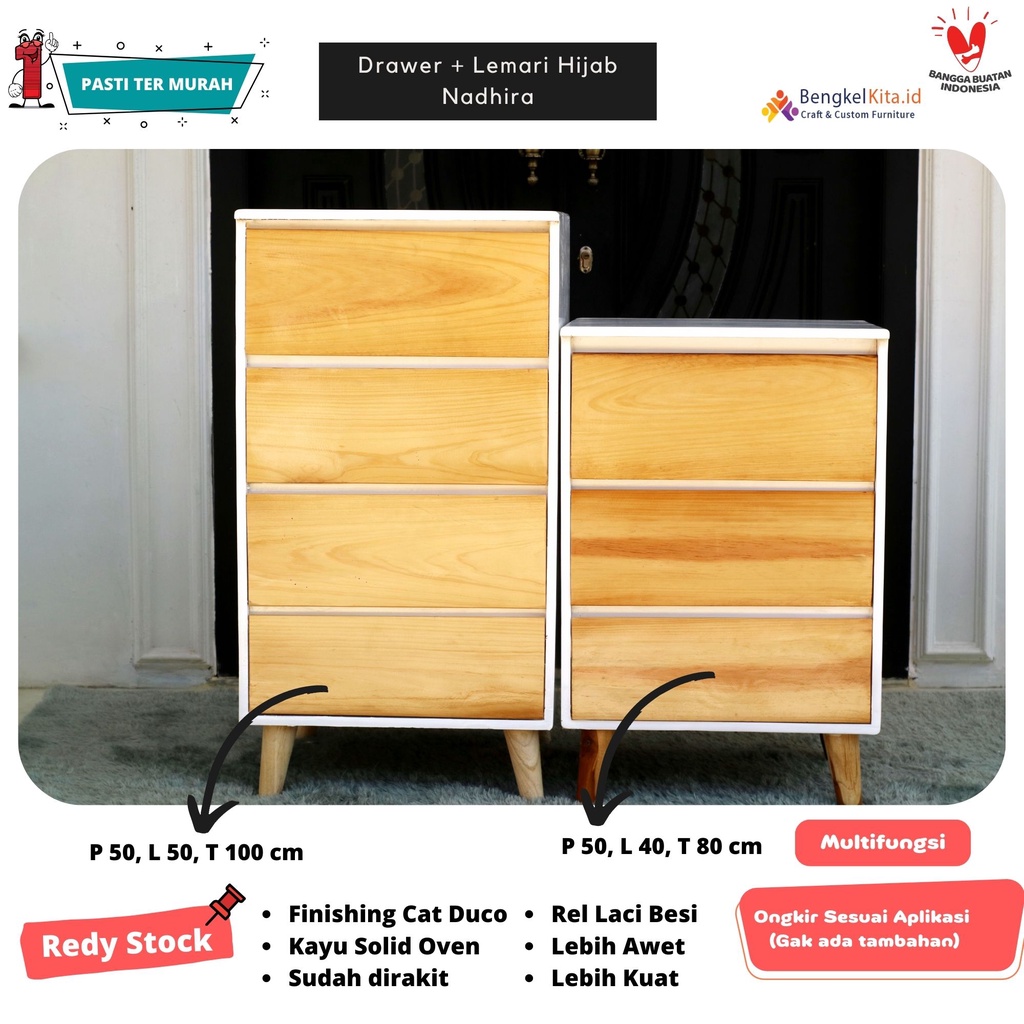 Lemari Hijab dan Pakaian Minimalis Nadhira/ Drawer Minimalis / Lemari Laci Susun Serbaguna / Drawer Storage Cabinet