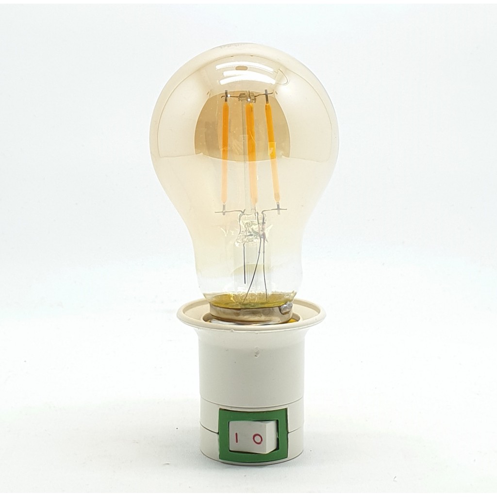 BSC BE-8879 4W E27 A60 2700K Kuning Amber Lampu Led Filamen + Linux Fiting Colok Switch / LAMPU TIDUR / Mi