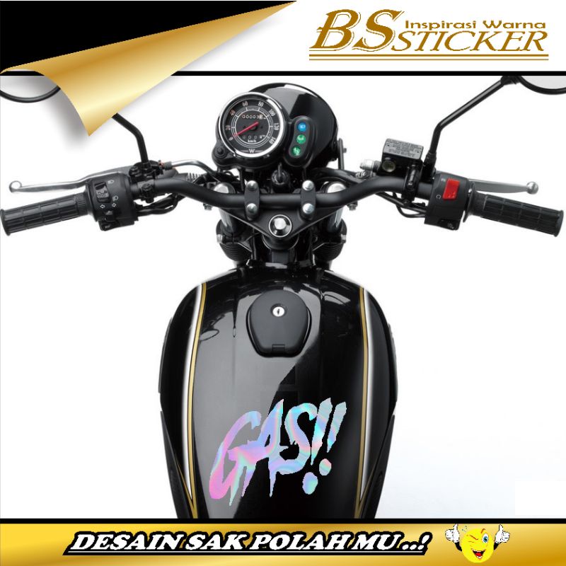 Sticker Gas warna Hologram,  Stiker tank cb, Sticker Herex ,motor classic