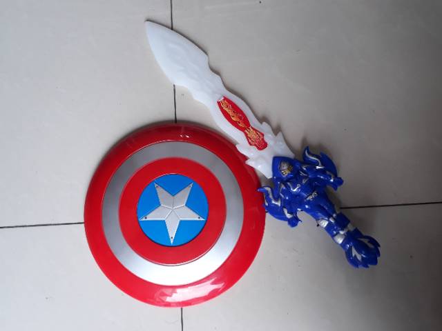 Set Tameng Capt America dan Pedang LED - Mainan Perisai Anak Edukatif