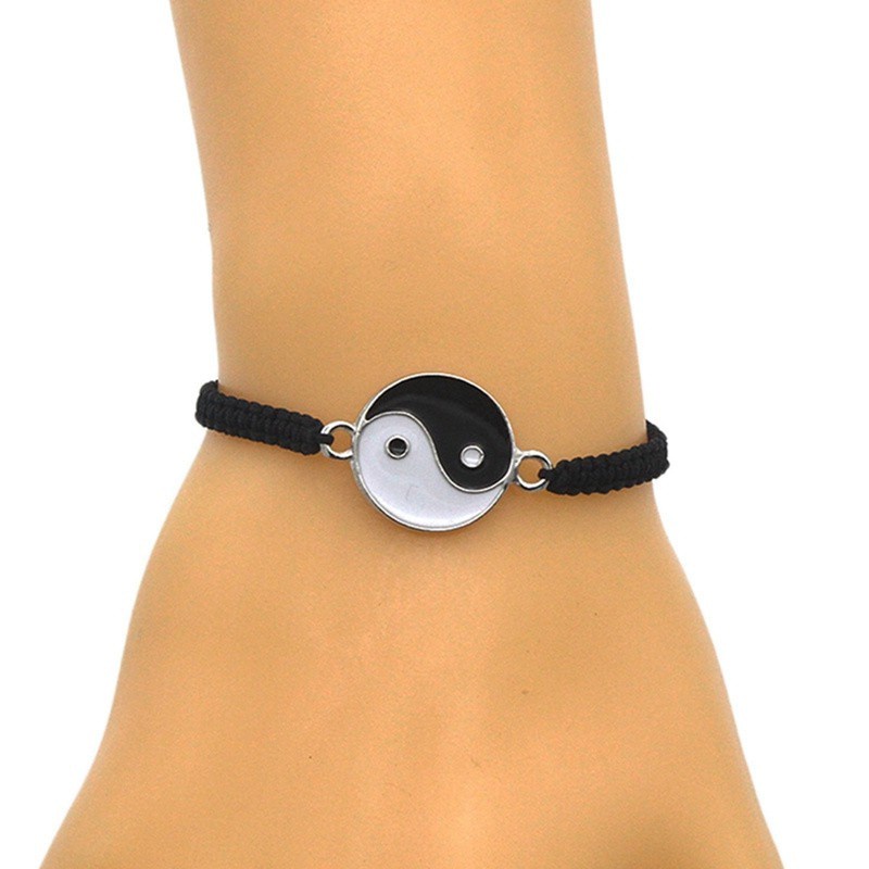 1Pcs Yin Yang Tai Chi Adjustable Matching Taiji Trigram Cord Jewelry Handmade Gossip Rope Bangle for Couple BBF Friendship Lover Charm Bracelet Valentine's Day