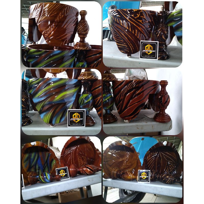 Tebok sangkar burung pleci ukir + Packing Kayu