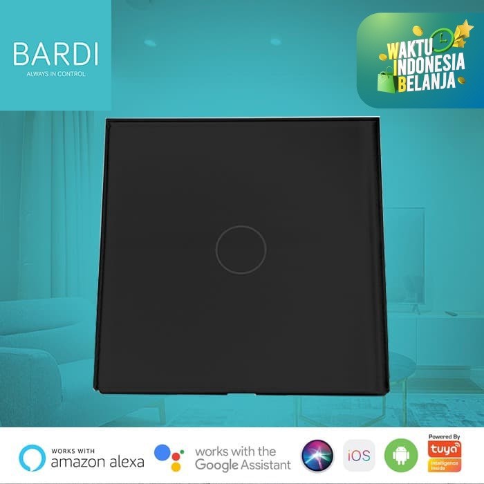 Bardi Smart Wall Switch Saklar Pintar Touch WiFi Smart Home EU 1-HITAM