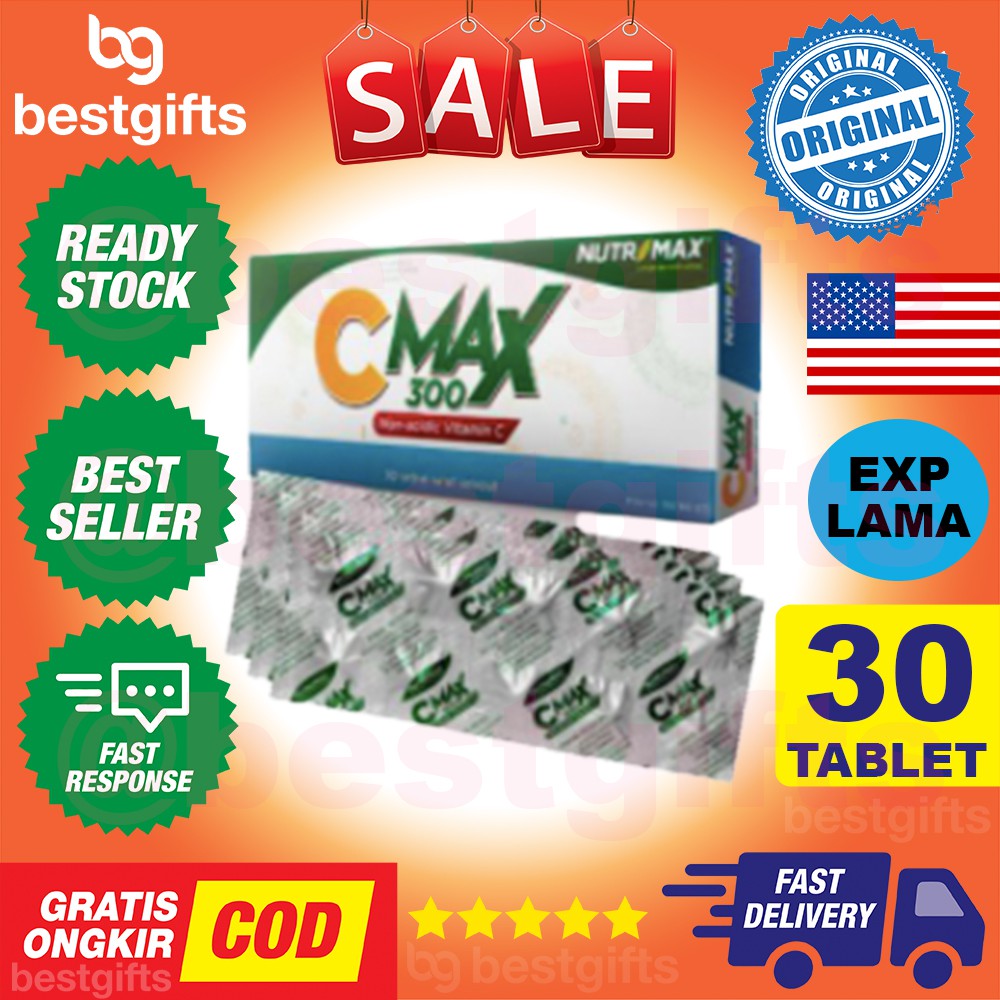 NUTRIMAX C MAX 300 MG VITAMIN C ANTIOKSIDAN DAYA TAHAN IMUN TUBUH KOLAGEN 1 STRIP ISI 30 TABLET