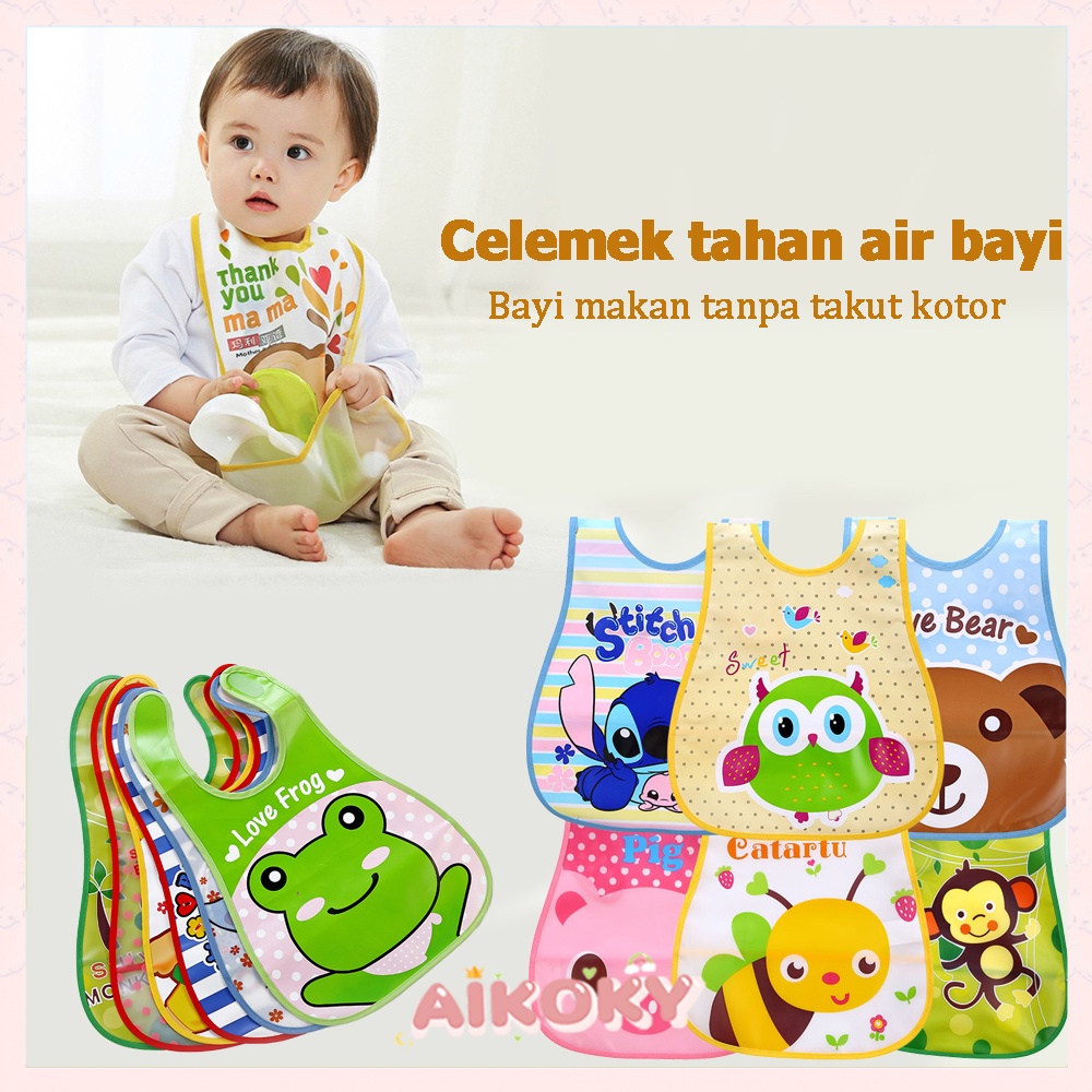 AIKOKY Celemek makan bayi waterproof/kartun slaber bayi anti air