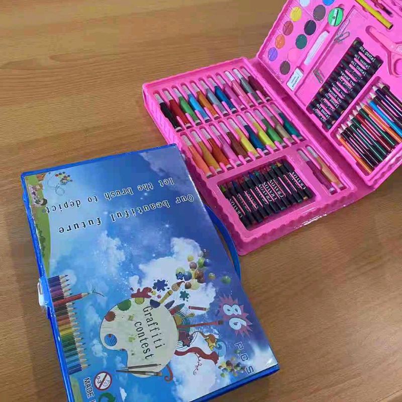 Stationery Set Pensil Crayon 150 pcs Cat Air Perlengkapan Sekolah Menggambar Anak