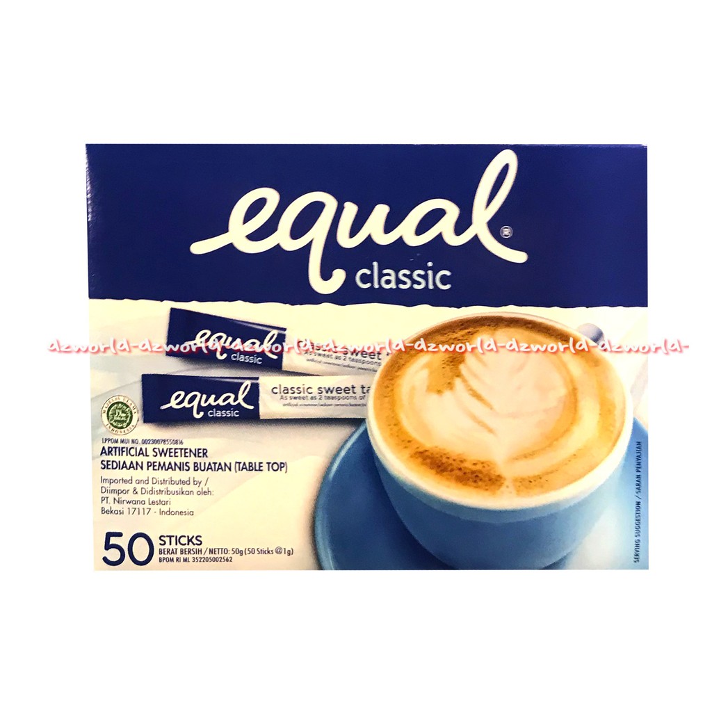 Equal Classic 50Sticks Classic Sweet Taste Pemanis Buatan Gula Tablet Rendah Kalori Untuk Diabetes Diabetes Diet Sukrosa Ekual Klasic Nol Gula Nol Kalori