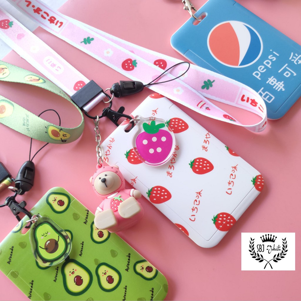 Meiji Berry Tempat kartu ID card Tag holder Dengan tali strap Card Holder