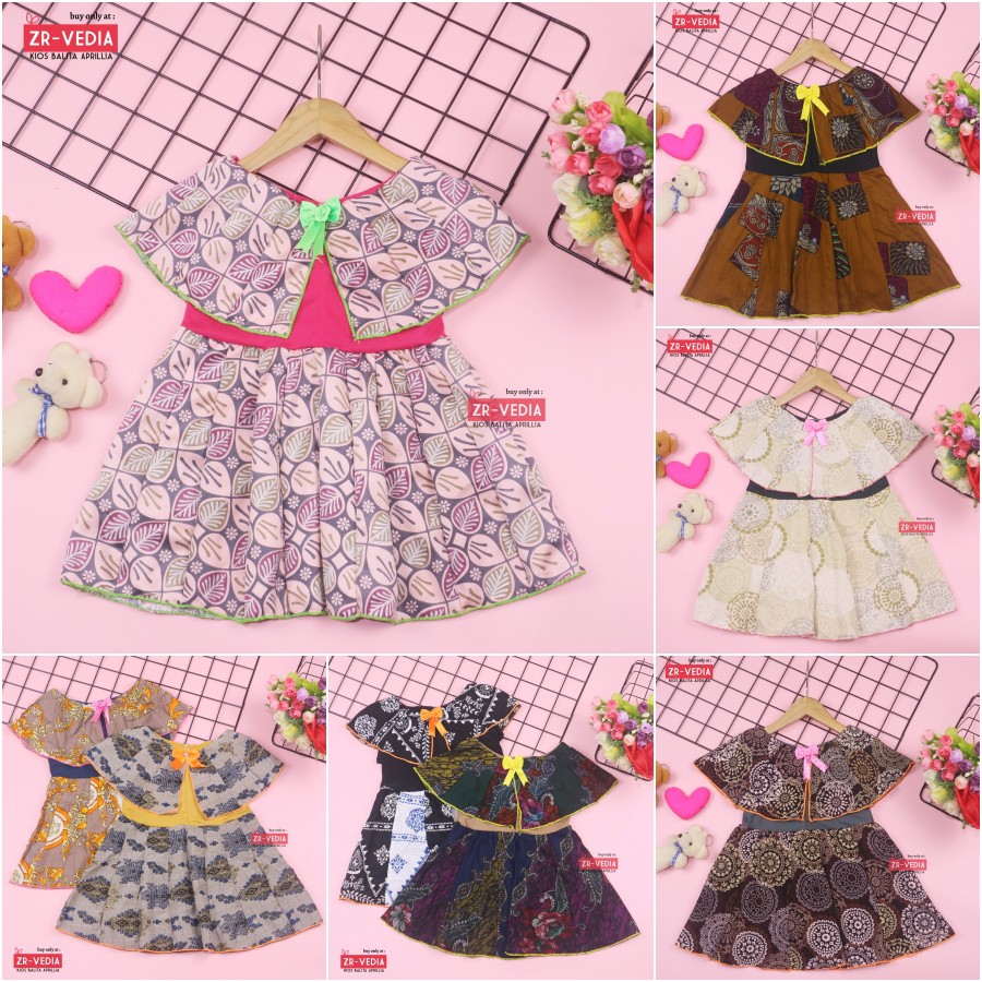 Dress Irene size 1-4 Tahun / Dres Batik Cape Baju Kensi Anak Perempuan Murah Cewek Katun Adem Gaun