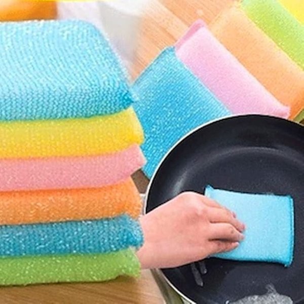 Super Magic Sponge Busa Sikat Gosok / Spons Tapas Bantal Cuci Piring / Spon Dapur Satuan Warna Warni