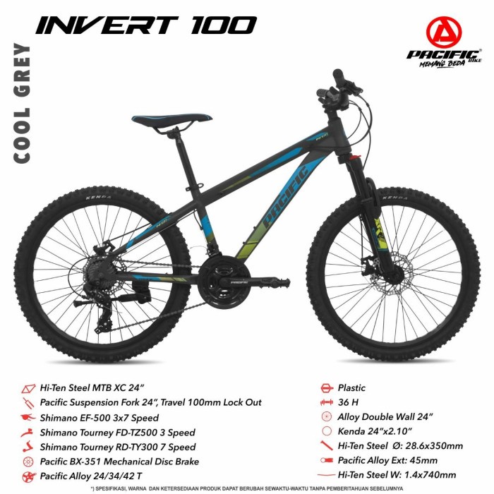 sepeda gunung 24" PACIFIC INVERT 100 (REMAJA) ORIGINAL GARANSI 5 TAHUN