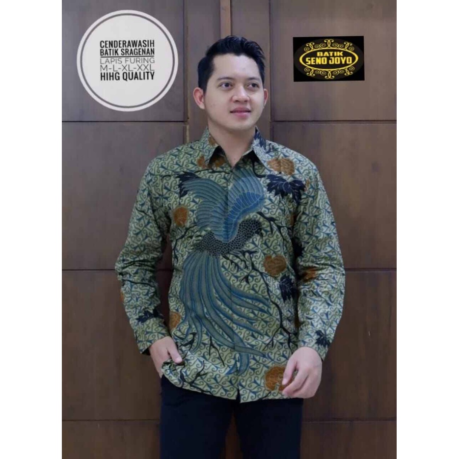 Kemeja batik pria Eksklusif terbaru CENDRAWASIH / batik lengan panjang terbaru 2022 bahan katun halus lapis furing / kemeja batik cowok keren / batik pria ori solo terbaru