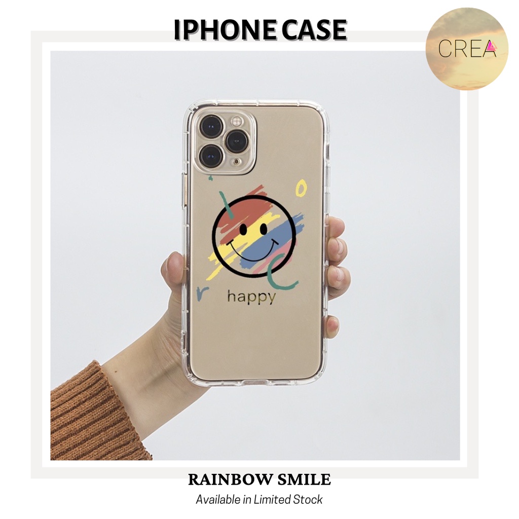 Casing iPhone / iPhone Case / Soft Case - Silikon Clear Rainbow Smile Iphone 13 Pro Max Case