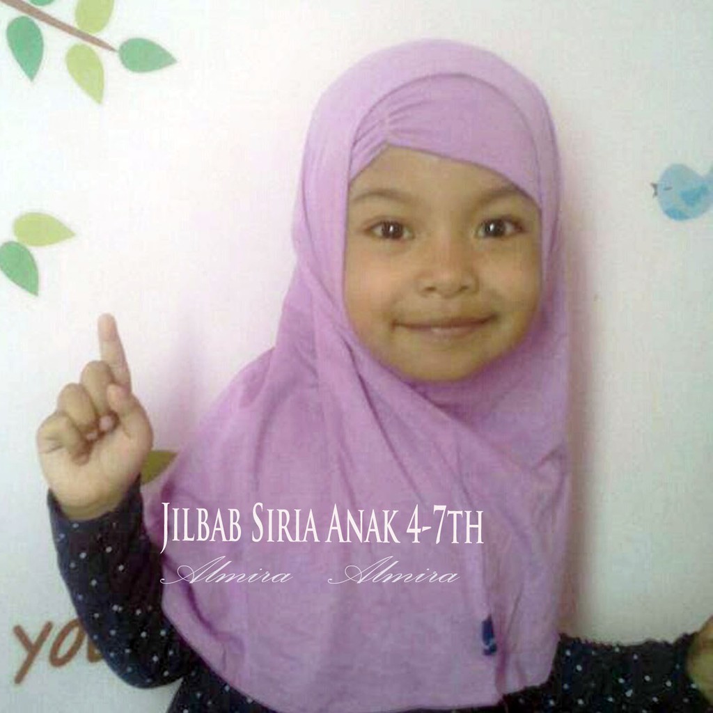 Jilbab Kerudung Bergo Anak Adem Siria Lucu 4~7th Bonus Inner Bandana Griyaraditya Almira